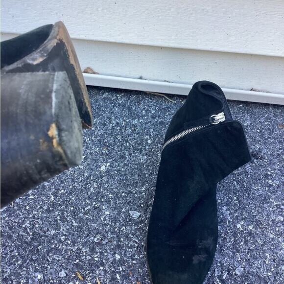 Goth y2k indie normcore gorpcore fisherman Black Suede Ankle Boots 39.5/9.5 - Picture 6 of 12